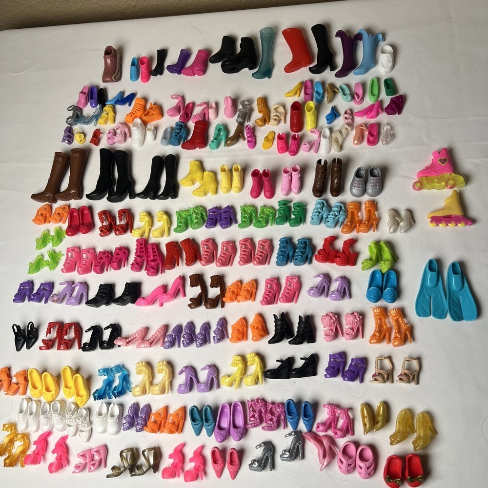 Lot Of 84 pair & 71 Single Assorted  Doll/ Barbie & Ken Doll Shoes Boots Heels